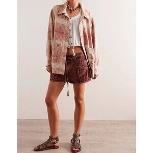 We The Free Keep It Cozy Plaid Flannel Shirt Womens Size Large Fall Lagenlook